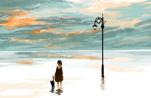阳光是眼眸遥不可及的云海 -插画_WWW.TQQA.COM