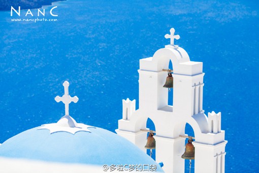 梦幻蓝色海边小镇圣托里尼唯美风光摄影图片_WWW.TQQA.COM