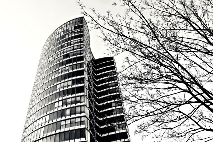 现代化都市的高楼黑白意境图片_WWW.TQQA.COM