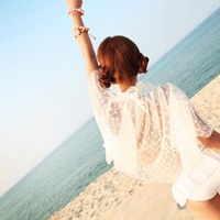 蓝色唯美qq头像意境海边女生:从此不难过_WWW.TQQA.COM