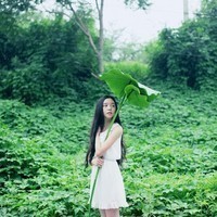 绿色意境女生头像:喜欢夏天闻雨的味道_WWW.TQQA.COM