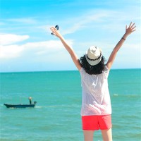 蓝色唯美qq头像意境海边女生:从此不难过_WWW.TQQA.COM