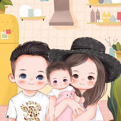 一家三口卡通微信头像_WWW.TQQA.COM
